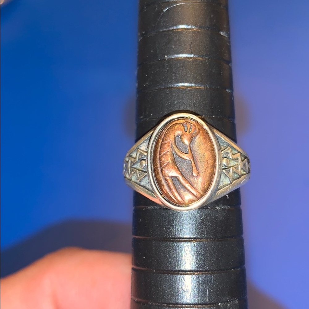 Kokopelli ring silver n copper